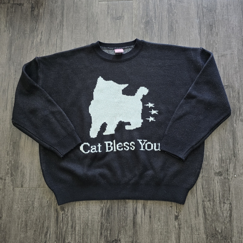 Itzavibe Cat Bless You Sweater